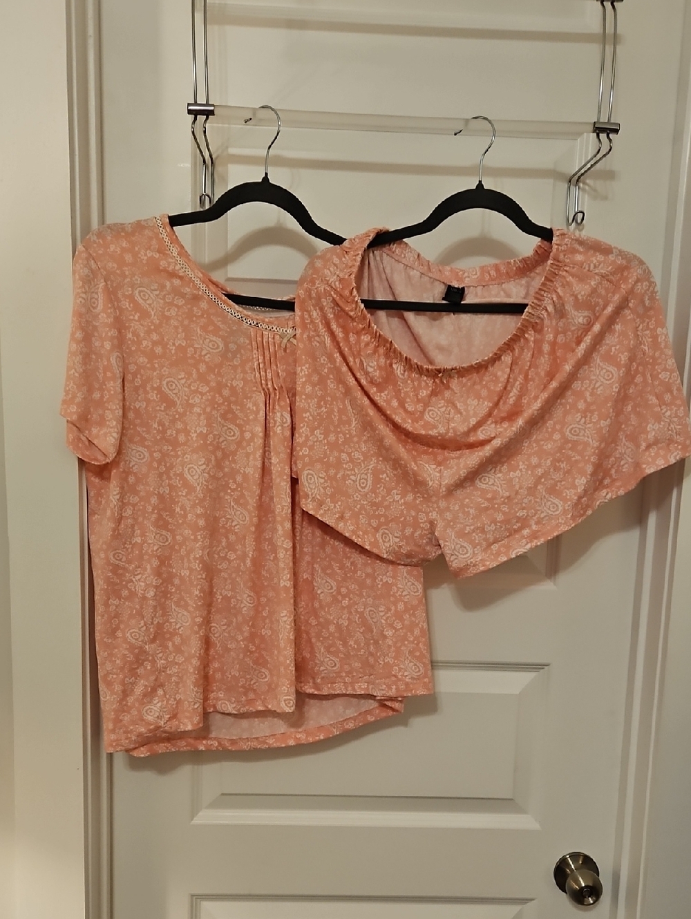 Women's Peach Floral Short Sleeve SHORTY PAJAMAS  SIZE LARGE RENE ROFE